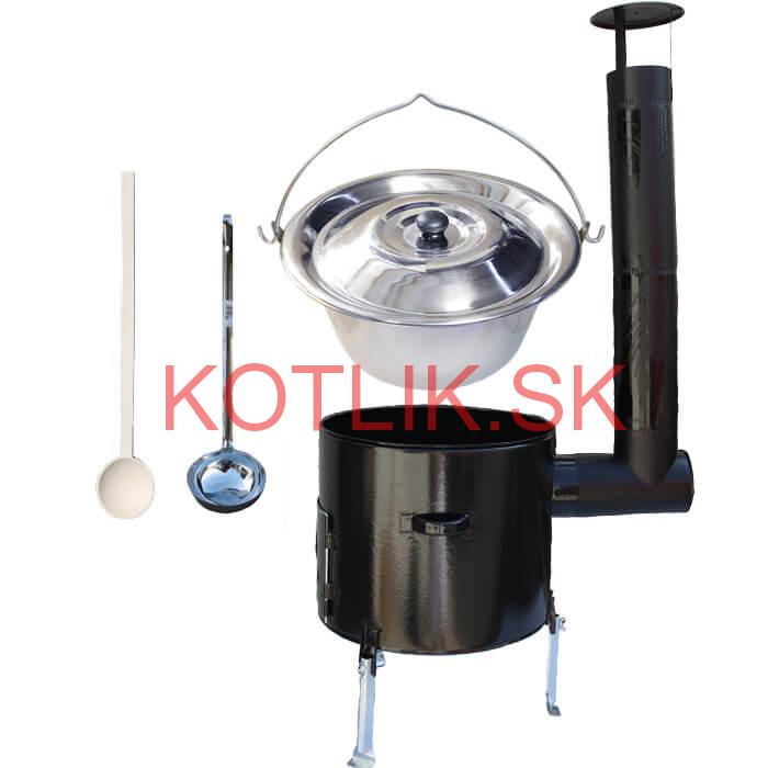 Antikorový kotlík 10 L (0,8 mm) + smaltovaná kotlina 31 cm + vareška a naberačka Easy party