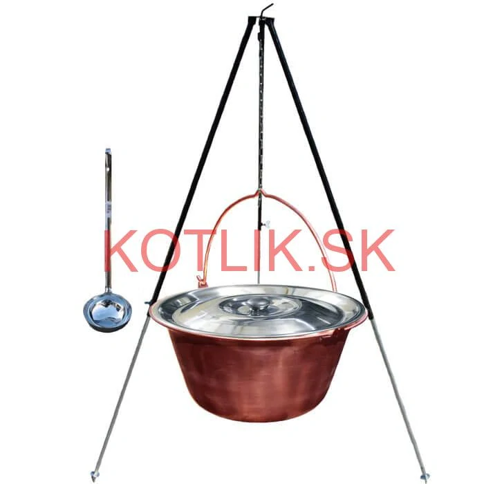 Medený kotlík 30 L (1,2 mm) + pokrievka + klasická teleskopická trojnožka