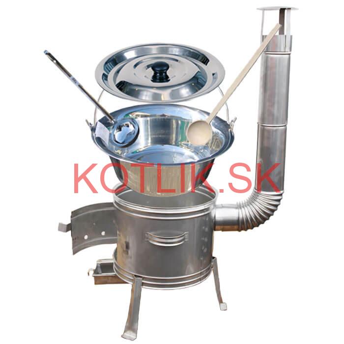 Antikorový kotlík 22 L (0,8 mm) + nerezová kotlina 39 cm + vareška a naberačka TOPLUX