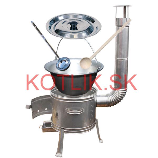 Nerezový kotlík 10 L (1,5 mm) + nerezová kotlina 31 cm + vareška a naberačka TOPLUX