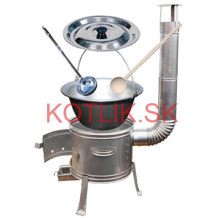Nerezový kotlík 20 L (1,5 mm) + nerezová kotlina 42 cm + vareška a naberačka TOPLUX