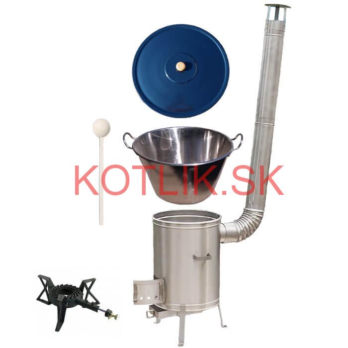 Zabíjačkový nerezový kotol 70 L + nerezová kotlina 56 cm + horák 7 kW