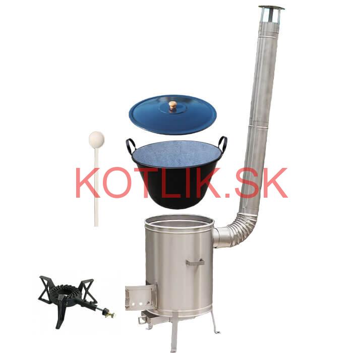 Zabíjačkový smaltovaný kotol 60 L + nerezová kotlina 53 cm + horák 7 kW