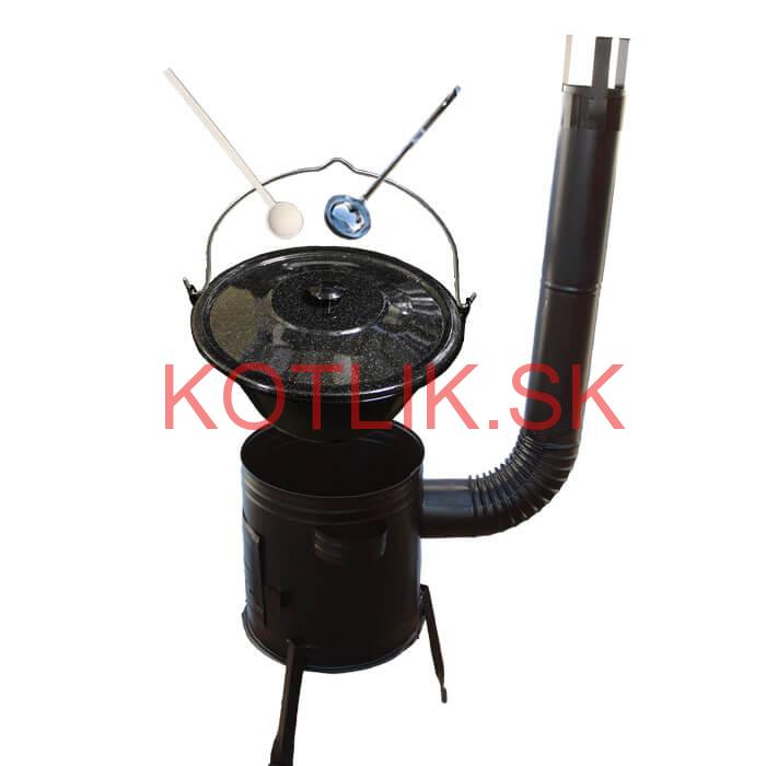 Smaltovaný kotlík 20 L (1,2 mm) + kovová kotlina 42 CLASSIC (KOV) + vareška a naberačka Easy party