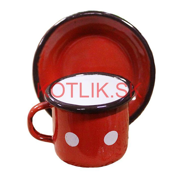 Smaltovaná šálka + podšálka