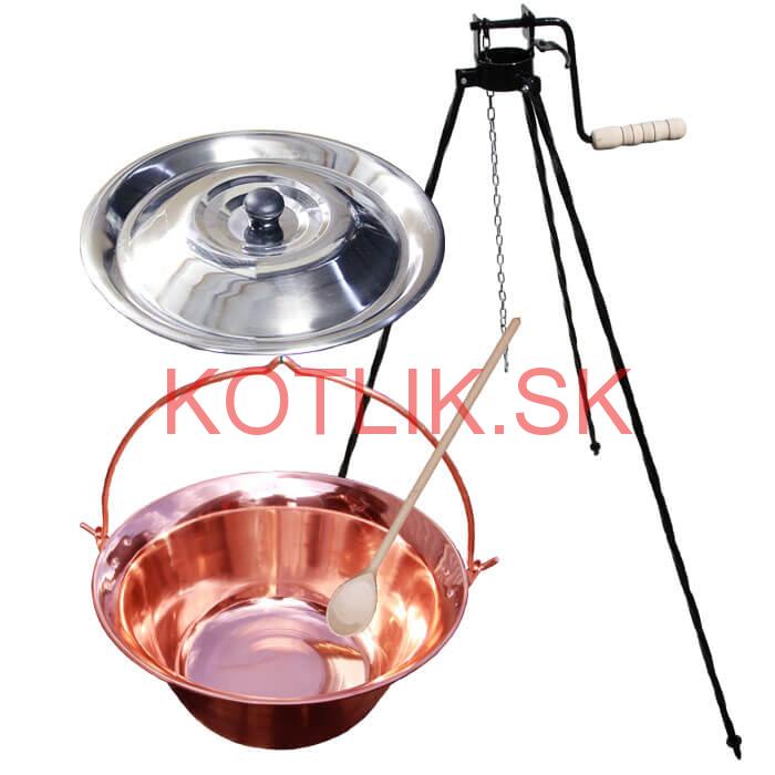 Medený kotlík 10 L + stojan s kladkou VAR